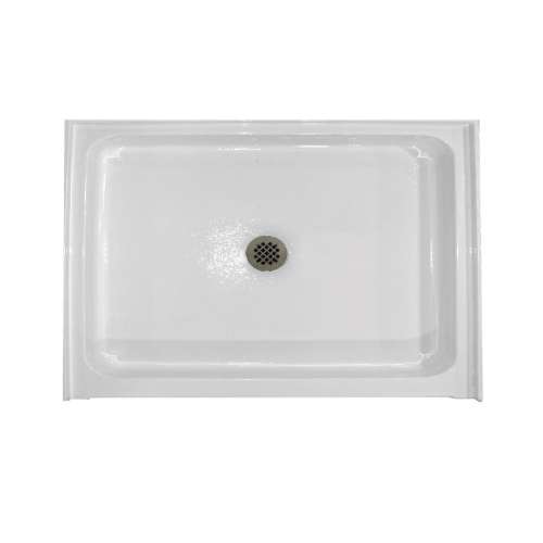48-in x 34-in Rectangular Alcove Acrylic Shower Base with Center Drain and Low EasyStep Threshold, in White