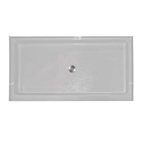 60-in x 34-in Rectangular Alcove Acrylic Shower Base with Center Drain and Low EasyStep Threshold, in White