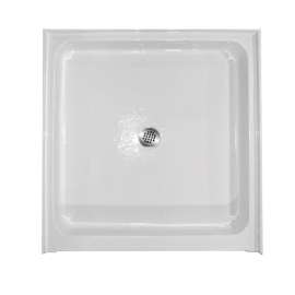 36-in x 36-in Rectangular Alcove Acrylic Shower Base with Center Drain and Low EasyStep Threshold, in White