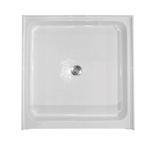 36-in x 36-in Rectangular Alcove Acrylic Shower Base with Center Drain and Low EasyStep Threshold, in White