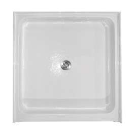 42-in x 42-in Rectangular Alcove Acrylic Shower Base with Center Drain and Low EasyStep Threshold, in White