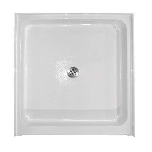 42-in x 42-in Rectangular Alcove Acrylic Shower Base with Center Drain and Low EasyStep Threshold, in White