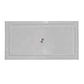 60-in x 42-in Rectangular Alcove Acrylic Shower Base with Center Drain and Low EasyStep Threshold, in White