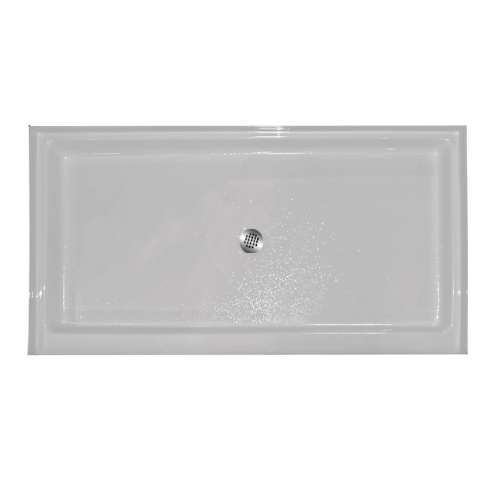 60-in x 42-in Rectangular Alcove Acrylic Shower Base with Center Drain and Low EasyStep Threshold, in White