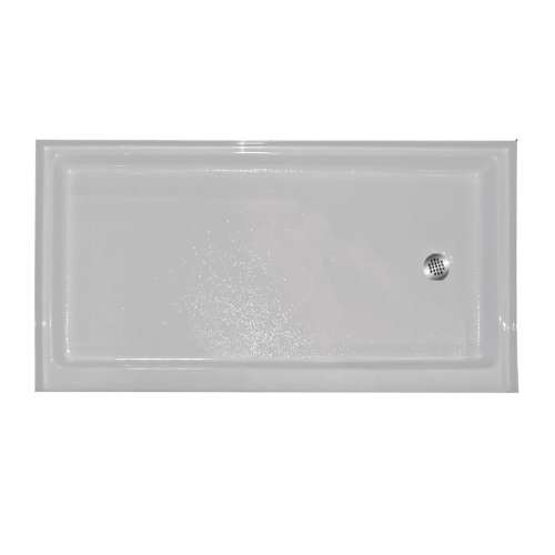 60-in x 32-in Rectangular Alcove Acrylic Shower Base with Left Hand Drain and Low EasyStep Threshold, in White