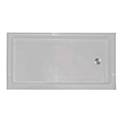 60-in x 32-in Rectangular Alcove Acrylic Shower Base with Right Hand Drain and Low EasyStep Threshold, in White