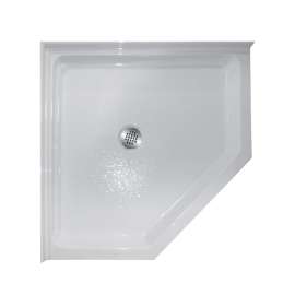 42-in x 42-in Corner Corner Acrylic Shower Base with Center Drain and Low EasyStep Threshold, in White