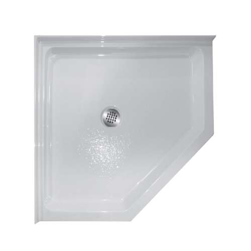 42-in x 42-in Corner Corner Acrylic Shower Base with Center Drain and Low EasyStep Threshold, in White