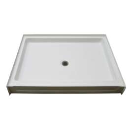 48-in x 36-in Rectangular Alcove AcrylX Shower Base with Center Drain and Low EasyStep Threshold, in White