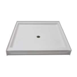 48-in x 48-in Square Alcove AcrylX Shower Base with Center Drain and Low EasyStep Threshold, in White