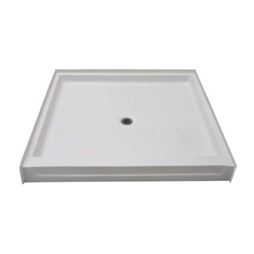 48-in x 48-in Square Alcove AcrylX Shower Base with Center Drain and Low EasyStep Threshold, in White