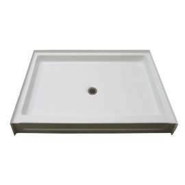 54-in x 34-in Rectangular Alcove AcrylX Shower Base with Center Drain and Low EasyStep Threshold, in White