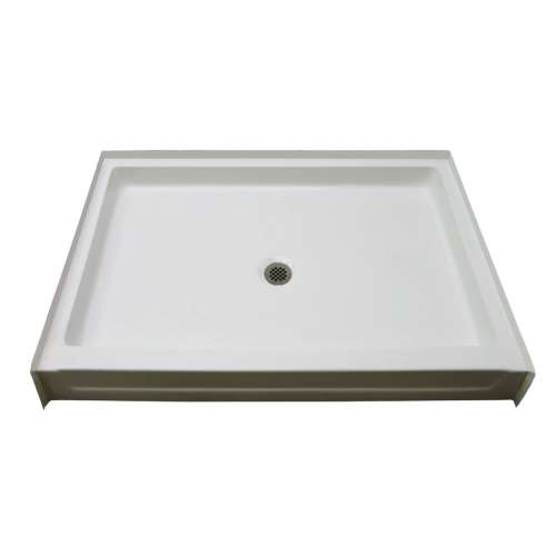 54-in x 34-in Rectangular Alcove AcrylX Shower Base with Center Drain and Low EasyStep Threshold, in White
