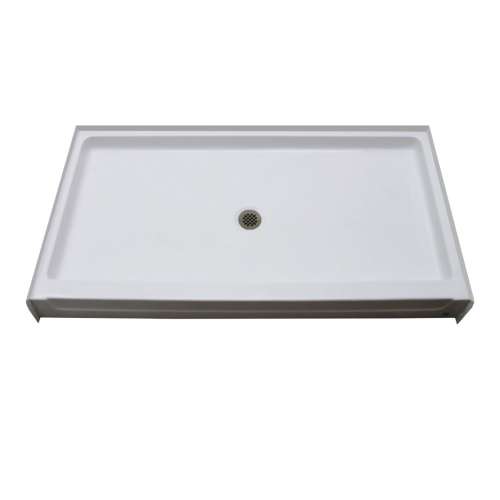 60-in x 32-in Rectangular Alcove AcrylX Shower Base with Center Drain and Low EasyStep Threshold, in White