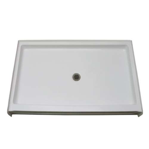 60-in x 42-in Rectangular Alcove AcrylX Shower Base with Center Drain and Low EasyStep Threshold, in White
