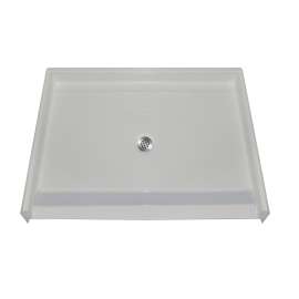 48in x 36in Rectangular Alcove AcrylX Shower Base with Center Drain and EasyStep Threshold, in White