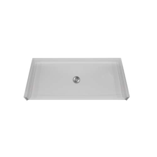 62in x 32in Rectangular Alcove AcrylX ADA Shower Base with Center Drain and Barrier Free Threshold, in White