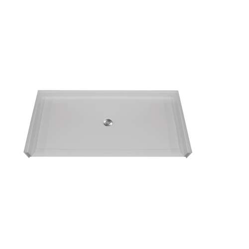 62in x 38in Rectangular Alcove AcrylX ADA Shower Base with Center Drain and Barrier Free Threshold, in White