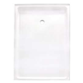 72-in x 48-in Rectangular Alcove AcrylX Shower Base with End Drain and Low EasyStep Threshold, in White
