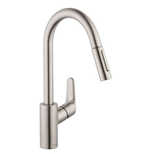 04505800 Focus HighArc Kitchen Faucet, 2-Spray Pull-Down, 1.75 GPM, In Steel Optic