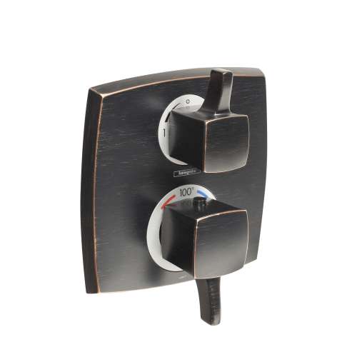 Hansgrohe Ecostat Classic Thermostatic Trim With Volume Control, Square In Rubbed Bronze, 15727921