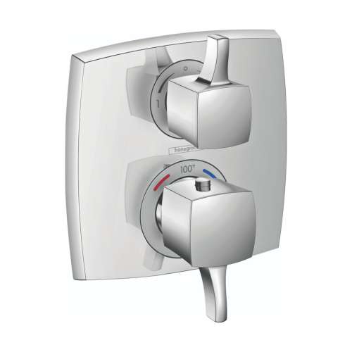 Hansgrohe Ecostat Classic Thermostatic Trim With Volume Control And Diverter, Square In Chrome, 15728001