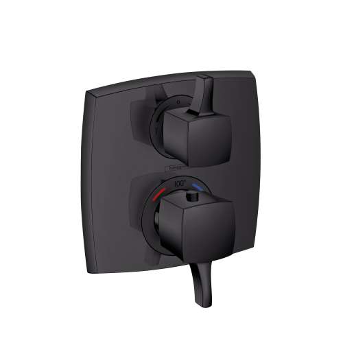 Hansgrohe Ecostat Classic Thermostatic Trim With Volume Control And Diverter, Square In Matte Black, 15728671