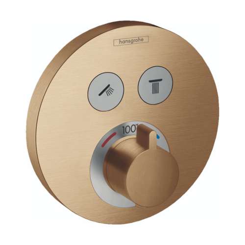 Hansgrohe Showerselect S Thermostatic Trim For 2 Functions, Round In Brushed Bronze, 15743141