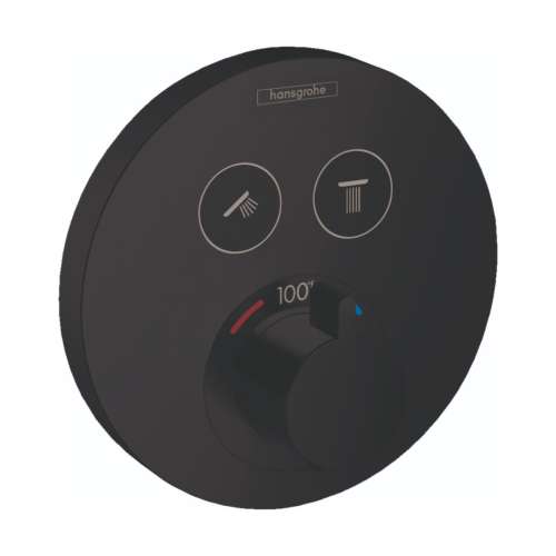 Hansgrohe Showerselect S Thermostatic Trim For 2 Functions, Round In Matte Black, 15743671