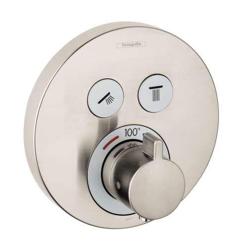 Hansgrohe Showerselect S Thermostatic Trim For 2 Functions, Round In Brushed Nickel, 15743821