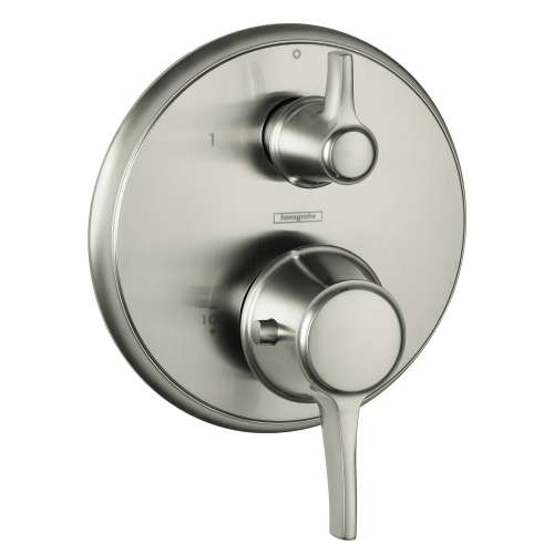 Hansgrohe Ecostat Classic Thermostatic Trim With Volume Control, Round In Brushed Nickel, 15752821