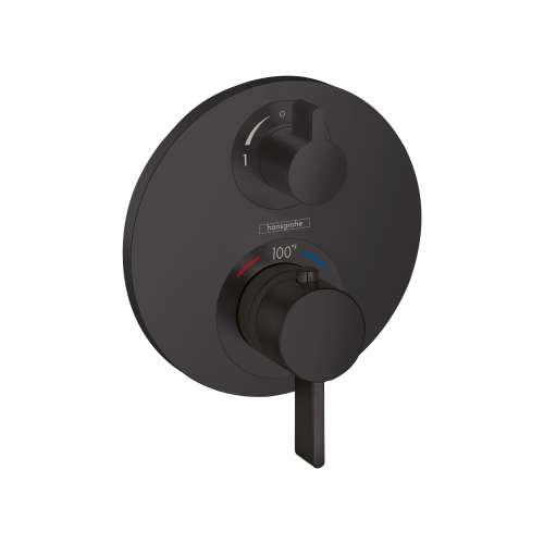 Hansgrohe Ecostat S Thermostatic Trim With Volume Control And Diverter In Matte Black, 15758671