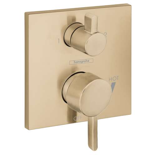 Hansgrohe Ecostat Pressure Balance Trim Square With Diverter In Brushed Bronze, 15862141