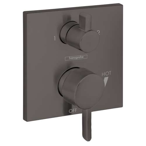 Hansgrohe Ecostat Pressure Balance Trim Square With Diverter In Brushed Black Chrome, 15862341