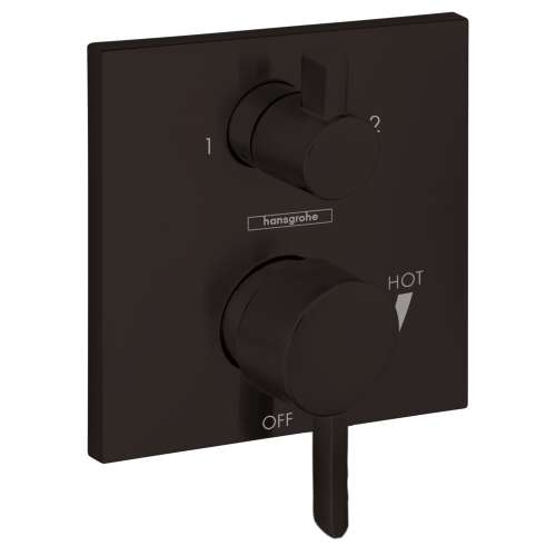 Hansgrohe Ecostat Pressure Balance Trim Square With Diverter In Matte Black, 15862671