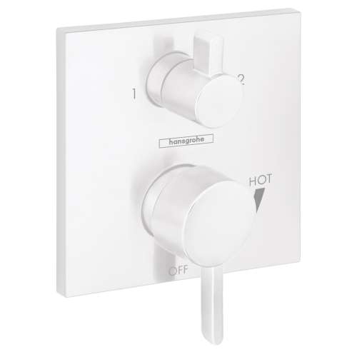 Hansgrohe Ecostat Pressure Balance Trim Square With Diverter In Matte White, 15862701