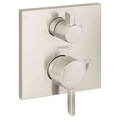 Hansgrohe Ecostat Pressure Balance Trim Square With Diverter In Brushed Nickel, 15862821