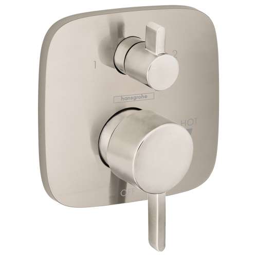 Hansgrohe Ecostat Pressure Balance Trim Square With Diverter In Brushed Nickel, 15864821