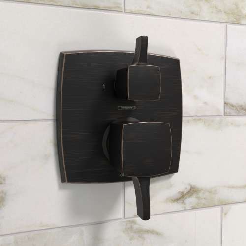 Hansgrohe Ecostat Classic Pressure Balance Trim Classic Square With Diverter In Rubbed Bronze, 15865921