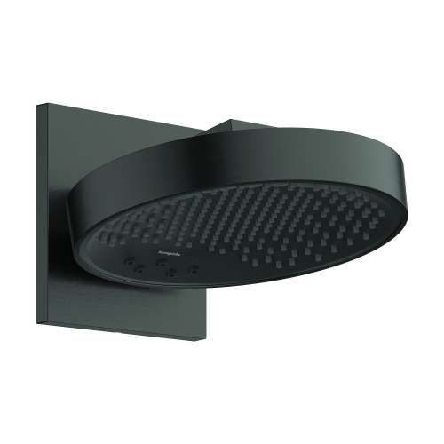 Hansgrohe Rainfinity Showerhead 250 3-Jet With Wall Connector Trim, 2.5 Gpm In Brushed Black Chrome, 26232341