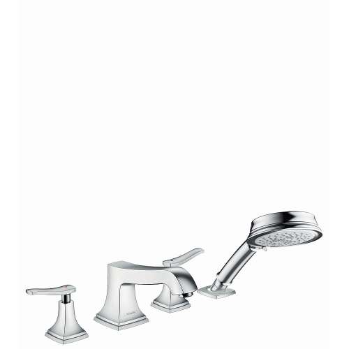 31441001 Metropol Classic 4-Hole Roman Tub Set Trim with Lever Handles and 1.8 GPM Handshower, In Chrome