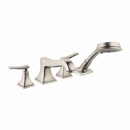 31441821 Metropol Classic 4-Hole Roman Tub Set Trim with Lever Handles and 1.8 GPM Handshower, In Brushed Nickel