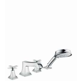 Metropol Classic 4-Hole Roman Tub Set Trim with Cross Handles and 1.8 GPM Handshower - In Multiple Colors