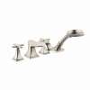 31449821 Metropol Classic 4-Hole Roman Tub Set Trim with Cross Handles and 1.8 GPM Handshower, In Brushed Nickel