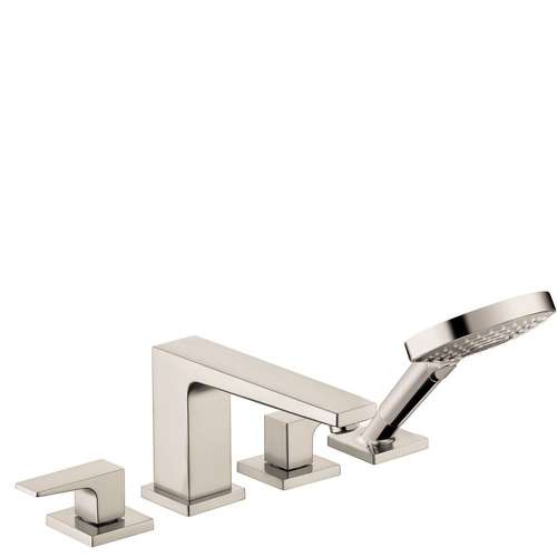 32557821 Metropol 4-Hole Roman Tub Set Trim with Lever Handles and 1.75 GPM Handshower, In Brushed Nickel