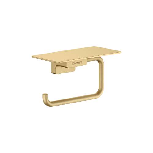 Hansgrohe Addstoris Toilet Paper Holder With Shelf In Brushed Gold Optic, 41772250