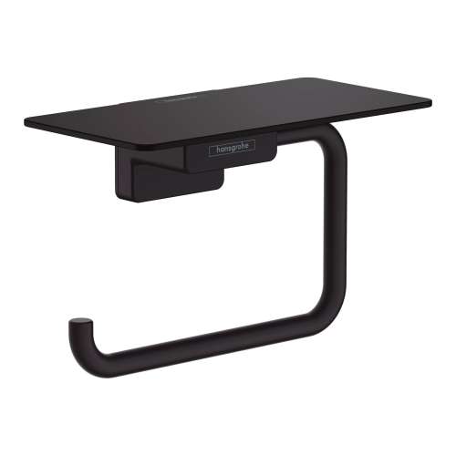 Hansgrohe Addstoris Toilet Paper Holder With Shelf In Matte Black, 41772670