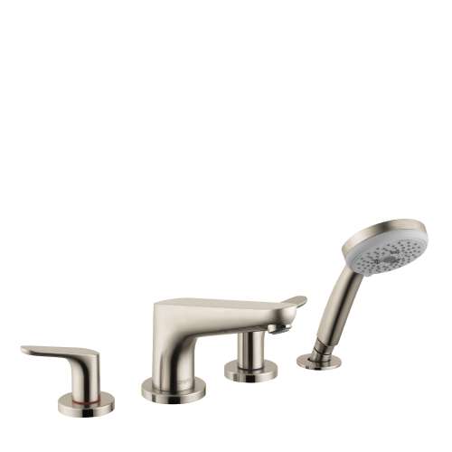 Hansgrohe Focus 4-Hole Roman Tub Set Trim With 2.0 Gpm Handshower In Brushed Nickel, 4366820