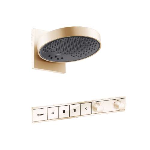 Hansgrohe Rainfinity Showerhead 250 3-Jet, 2.5 Gpm With Rainselect Thermostatic Trim For 4 Functions In Brushed Bronze, 4863140