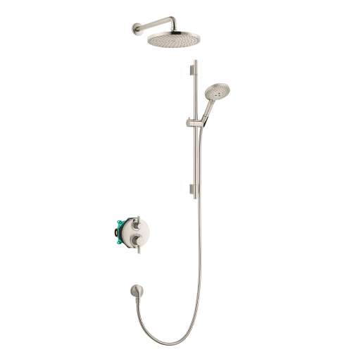 Hansgrohe Raindance S Thermostatic Showerhead/Wallbar Set With Rough, 2.5 Gpm In Brushed Nickel, 4915820